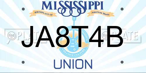 JA8T4B Mississippi License Plate
