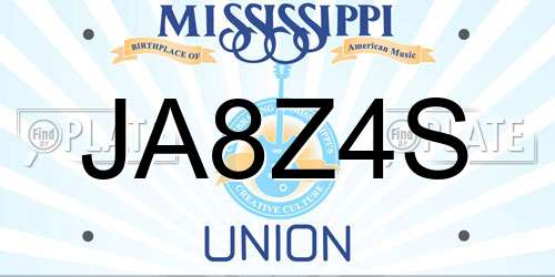 JA8Z4S Mississippi License Plate
