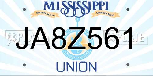 JA8Z561 Mississippi License Plate