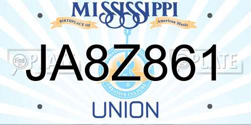 JA8Z861 Mississippi License Plate