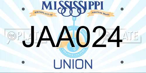JAA024 Mississippi License Plate