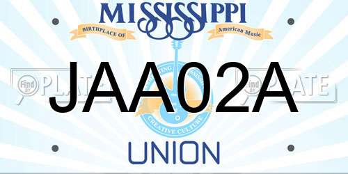 JAA02A Mississippi License Plate