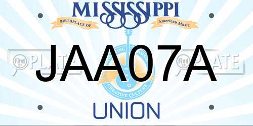JAA07A Mississippi License Plate