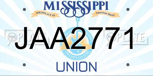 JAA2771 Mississippi License Plate