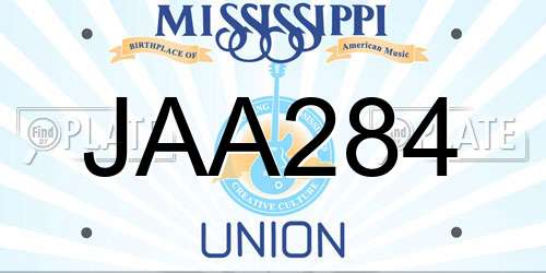 JAA284 Mississippi License Plate