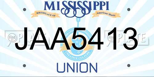 JAA5413 Mississippi License Plate