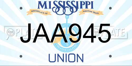 JAA945 Mississippi License Plate
