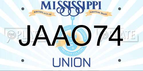 JAAO74 Mississippi License Plate