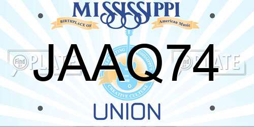 JAAQ74 Mississippi License Plate