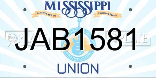 JAB1581 Mississippi License Plate