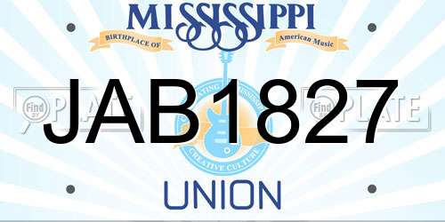 JAB1827 Mississippi License Plate