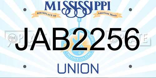 JAB2256 Mississippi License Plate