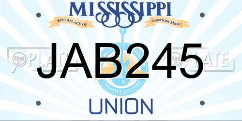 JAB245 Mississippi License Plate