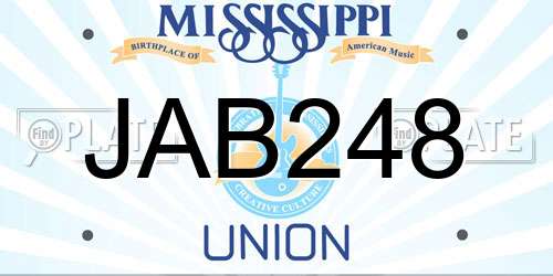 JAB248 Mississippi License Plate