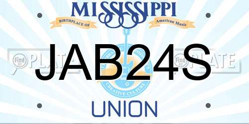 JAB24S Mississippi License Plate