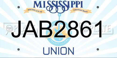 JAB2861 Mississippi License Plate