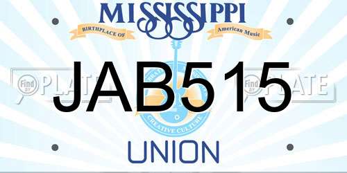 JAB515 Mississippi License Plate