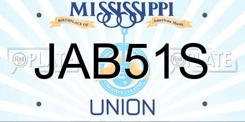 JAB51S Mississippi License Plate