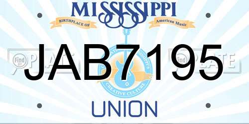 JAB7195 Mississippi License Plate
