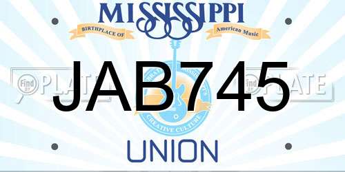 JAB745 Mississippi License Plate