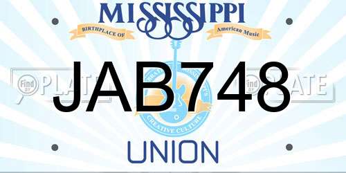 JAB748 Mississippi License Plate