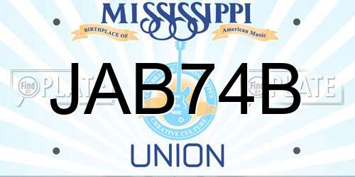 JAB74B Mississippi License Plate