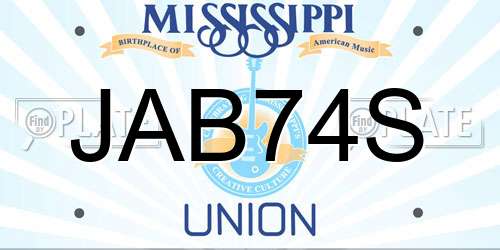 JAB74S Mississippi License Plate