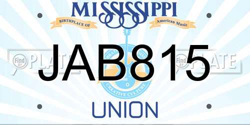 JAB815 Mississippi License Plate
