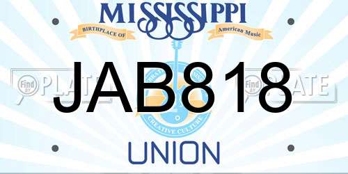 JAB818 Mississippi License Plate