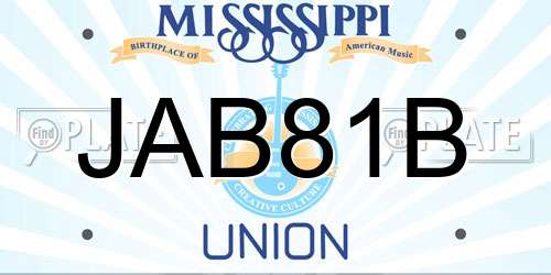 JAB81B Mississippi License Plate