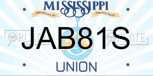 JAB81S Mississippi License Plate