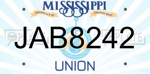 JAB8242 Mississippi License Plate