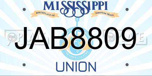 JAB8809 Mississippi License Plate