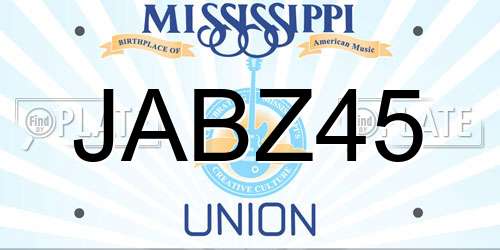 JABZ45 Mississippi License Plate