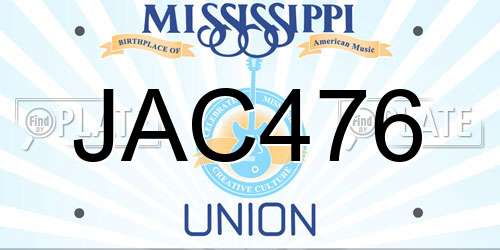 JAC476 Mississippi License Plate