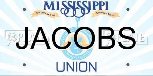 JACOBS Mississippi License Plate