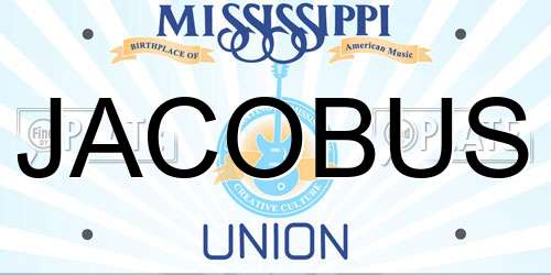 JACOBUS Mississippi License Plate