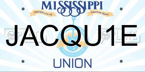 JACQU1E Mississippi License Plate