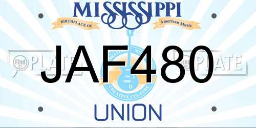 JAF480 Mississippi License Plate