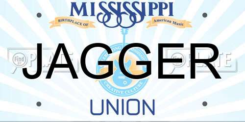 JAGGER Mississippi License Plate