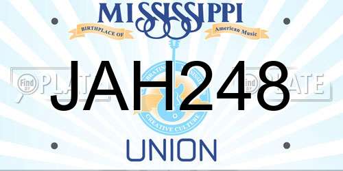 JAH248 Mississippi License Plate
