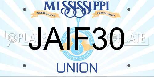JAIF30 Mississippi License Plate