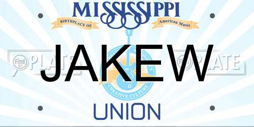 JAKEW Mississippi License Plate