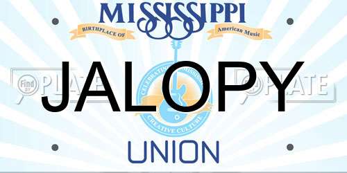 JALOPY Mississippi License Plate