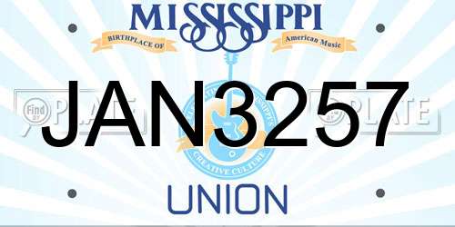 JAN3257 Mississippi License Plate