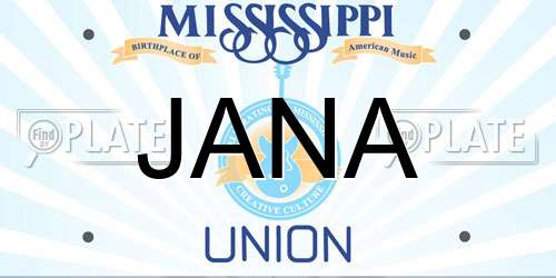 JANA Mississippi License Plate