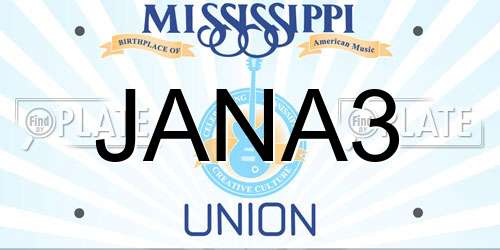 JANA3 Mississippi License Plate