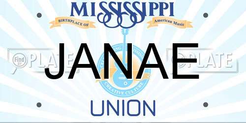 JANAE Mississippi License Plate
