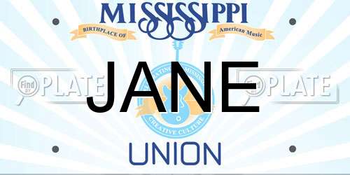 JANE Mississippi License Plate