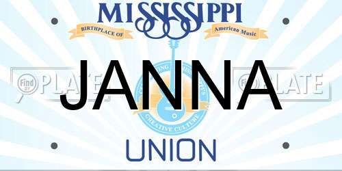 JANNA Mississippi License Plate